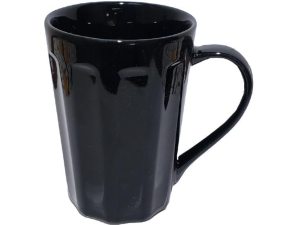 CANECA CANELADA CERAMICA 250ML PRETA