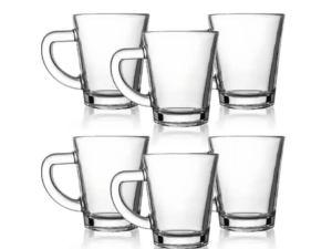 JOGO 6 XICARA VIDRO 70ML LISA NA LUVA