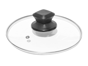 TAMPA VIDRO 18CM PARA PANELA COM PEGADOR BAQUELITE