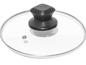 TAMPA VIDRO 30CM PARA PANELA COM PEGADOR BAQUELITE