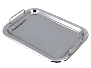 BANDEJA INOX RETANGULAR C/ALCA GDE