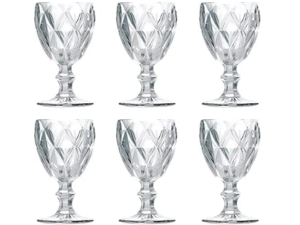 JOGO 6 TACAS VIDRO 340ML DIAMOND CLEAR
