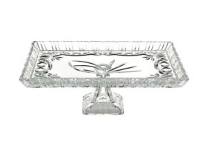 PRATO BOLO VIDRO 29X19CM JANINE C/PÉ