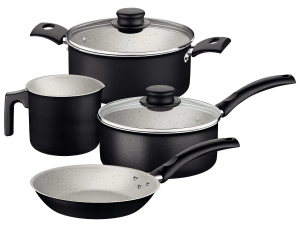 JOGO 4 PANELA ALUMINIO TURIM PRETA