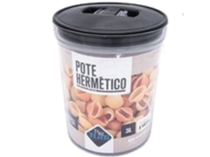 POTE ACRILICO HERMETICO 3,0L REDONDO-PRETO