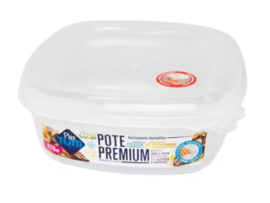 POTE PLASTICO CLEAN 796ML BRANCO QUADRADO