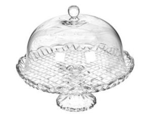 BOLEIRA VIDRO 31CM ANDORA C/PE+CUPULA VIDRO