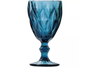 JOGO 6 TACA VIDRO 330ML DIAMOND AZUL