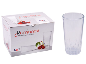 JOGO 6 COPO VIDRO 270ML ROMANCE