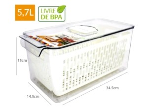 ORGANIZADOR ACRILICO 34X14X15CM C/TAMPA+GRADE