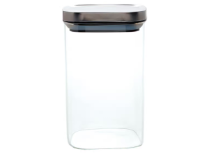 POTE VIDRO 1,2L QUADRADO TAMPA-INOX HERMETICA
