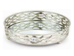 BANDEJA ESPELHO 17,5CM REDONDA PRATA