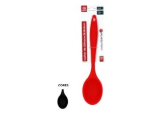 COLHER ARROZ SILICONE 27CM VERMELHA OU PRETA