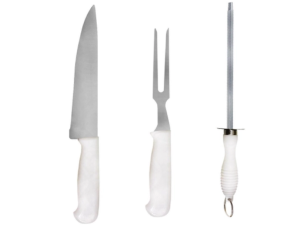 KIT 03 CHURRASCO FACA+GARFO+CHAIRA CABO-PLASTICO