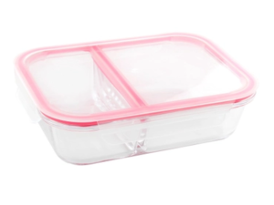 POTE VIDRO HERMETICO 630ML C/DIVISAO VERMELHO