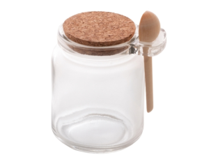 POTE VIDRO 310ML C/COLHER + TAMPA-ROLHA