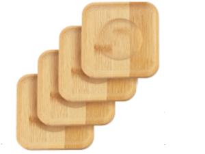 KIT 4 PORTA COPO BAMBU 10CM QUADRADO