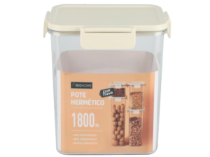 POTE ACRILICO HERMETICO 1800ML TP-BEGE