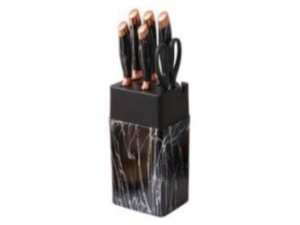 JOGO 06 (5-FACA/1-TESOURA) C/CEPO BLACK MARMORE