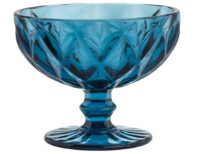 JOGO 6 TACA VIDRO 400ML SOBREMESA DIAMOND AZUL