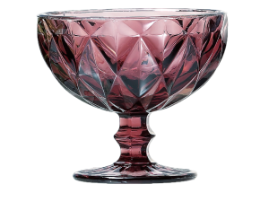 JOGO 6 TACA VIDRO 400ML SOBREMESA DIAMOND ROSA