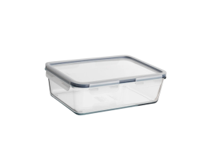 POTE VIDRO HERMETICO RETANGULAR  450ML CINZA