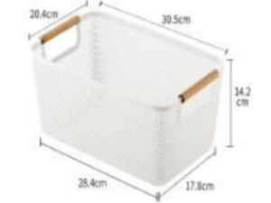 ORGANIZADOR PLASTICO 30X20X14CM ALÇA MADEIRA