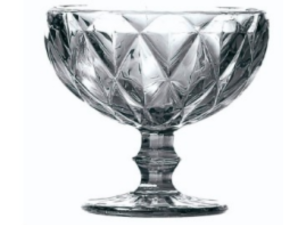 JOGO 6 TACA VIDRO 325ML SOBREMESA DIAMOND CINZA