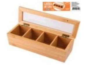 CAIXA P/CHA BAMBU 4-DIV 27X09X09CM