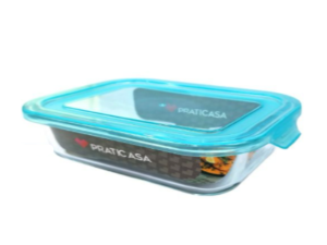 POTE VIDRO HERMETICO RETANGULAR 1520ML AZUL