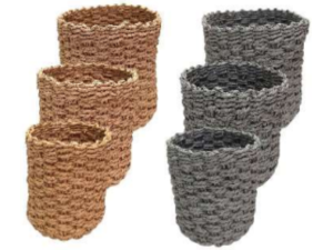 JOGO 3 CESTA PALHA REDONDA CINZ/MARRON