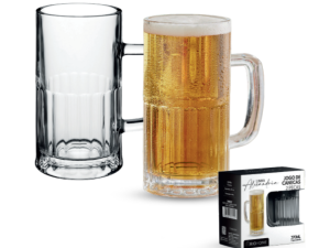 JOGO 2 CANECA VIDRO 370ML CHOPP
