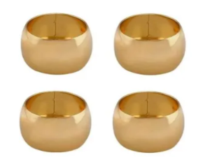 KIT 4 PORTA GUARDANAPO CIRCLE DOURADO