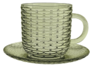 JOGO 6 XICARA VIDRO 240ML RATAN VERDE