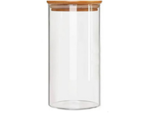 POTE VIDRO 1500ML TAMPA-BAMBU REDONDO