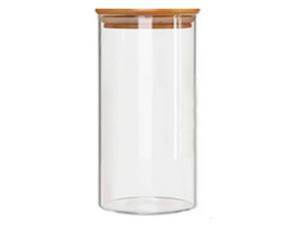 POTE VIDRO 1250ML TAMPA-BAMBU REDONDO