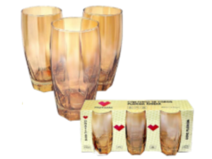 JOGO 3 COPO VIDRO 365ML SEXTAV-AMBAR