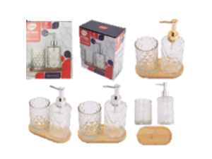 KIT 3 BANHEIRO VIDRO CLEAR C/BAND BAMBU 3-MODELOS