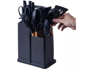 KIT 19 UTENSILIOS SILICONE PRETO