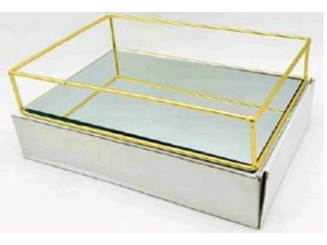 BANDEJA ESPELHO 20X12CM OURO LISA