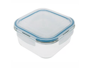 POTE VIDRO HERMETICO QUADRADO 520ML AZUL