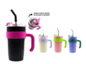 COPO ISOTERMICO 860ML C/CANUDO+ALCA COLOR