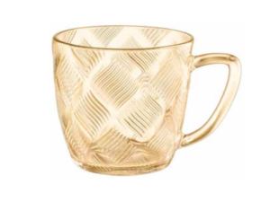 JOGO 6 XICARA VIDRO 100ML AMBAR FRIZADA