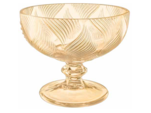 JOGO 3 TACA VIDRO 340ML SOBREMESA AMBAR FRIZADO