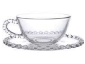 JOGO 4 XICARA VIDRO 200ML PEARL BOLINHA