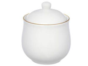 ACUCAREIRO PORCELANA 300ML BRANCO BORDA-OURO