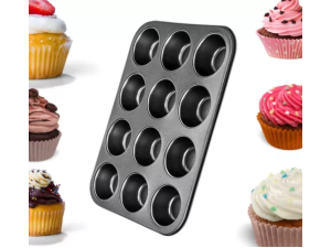 FORMA METAL 12 CUPCAKE PRETO 35X26CM