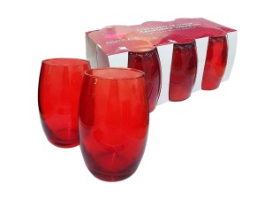 JOGO 6 COPO VIDRO 450ML VERMELHO BOJUDO