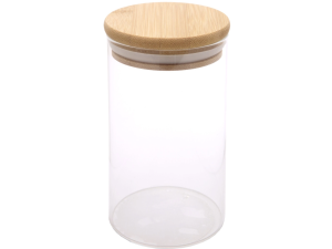 POTE VIDRO 1800ML REDONDO TAMPA-BAMBU