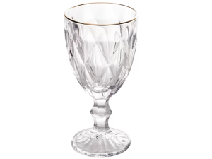 JOGO 6 TACA VIDRO 320ML DIAMOND BORDA-OURO